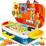 STEM Building Toys for Kids Ages 4-8, Electric DIY Drill Educational Set Learning Games for Kids Ages 5-7, 3D Construction En