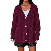 PRETTYGARDEN Womens Chunky Cardigan Sweaters 2025 Fall Oversized Cable Knit Long Sleeve Open Front Cardigans Winter Clothing