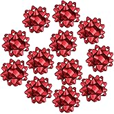 12Pcs Large 4.5 Inch Star Gift Bows for Gift Wrapping and Presents, Christmas Bows,for Parties, Birthdays, Weddings or Other Holidays. (Red)