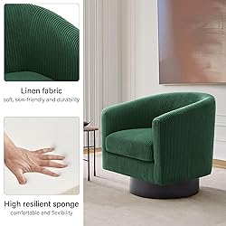 Swivel Barrel Accent Chair, Modern Round Corduroy