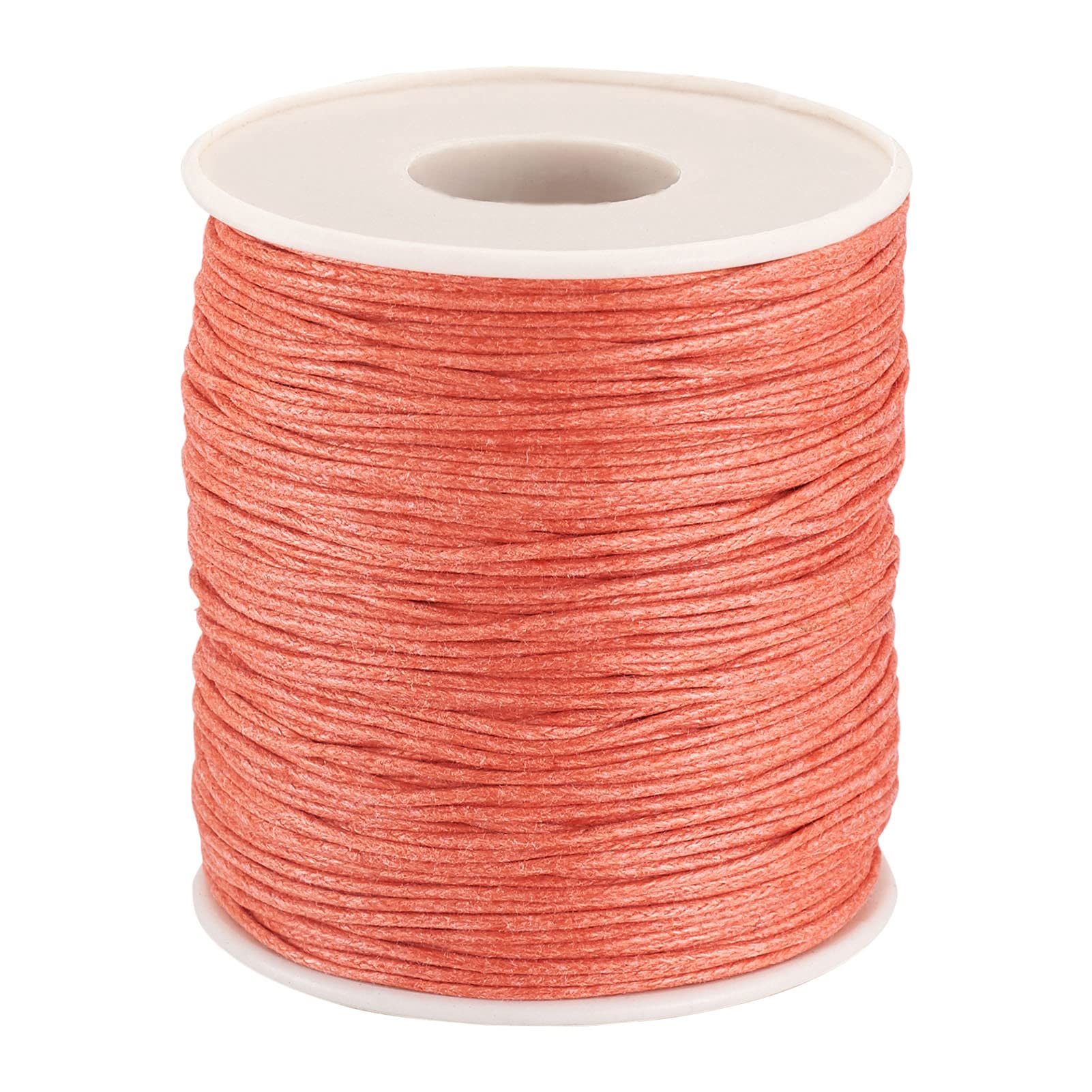 PandaHall 100 Yards/Roll Braided Cotton Cord 1mm Waxed Cotton Cord String for DIY Jewelry Making(LightCoral)