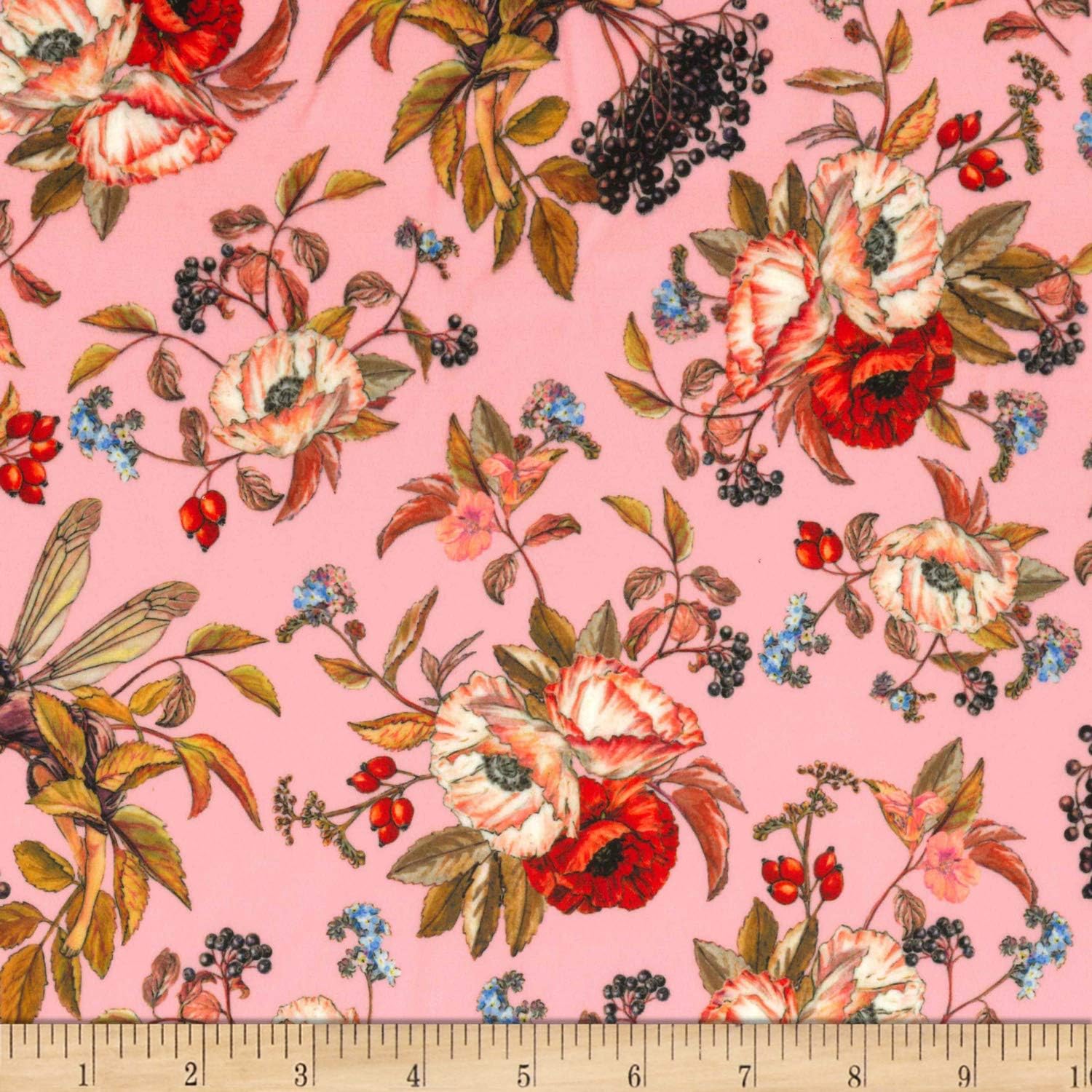 Michael Miller Minky Elderberry Flower Fairies Elderberry Flower Ferries Tossed Pink