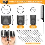 Thrilez 39Pcs Hair Roller Set with Clips 3 Sizes Jumbo 63/48/36mm Black view 3