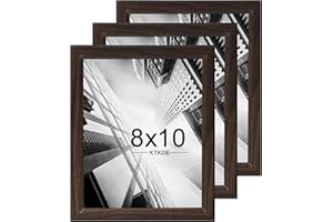 KTKDE 8x10 Picture Frame Set of 3,Walnut Wooden frames, Vertical & Horizontal Wall Hanging for Wall or Tapletop Display,Studio Gallery Photo Frame for Photos, Posters & Art Prints