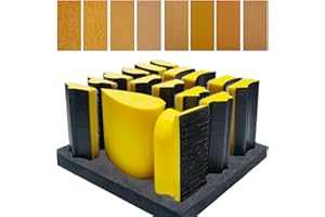 TONMP Total 56 PCS Hand Sanding Block Set- 16 PCS Contoured Profile Sander Block + 40 Sheet Sandpaper Kit - Interchangeable Assorted Convex & Concave Shapes for Moldings,Woodworking, Auto Paint and Crafts