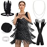 PLULON 1920s Dresses for Women, Gatsby Flapper Dress 1920s with 20s Accessories