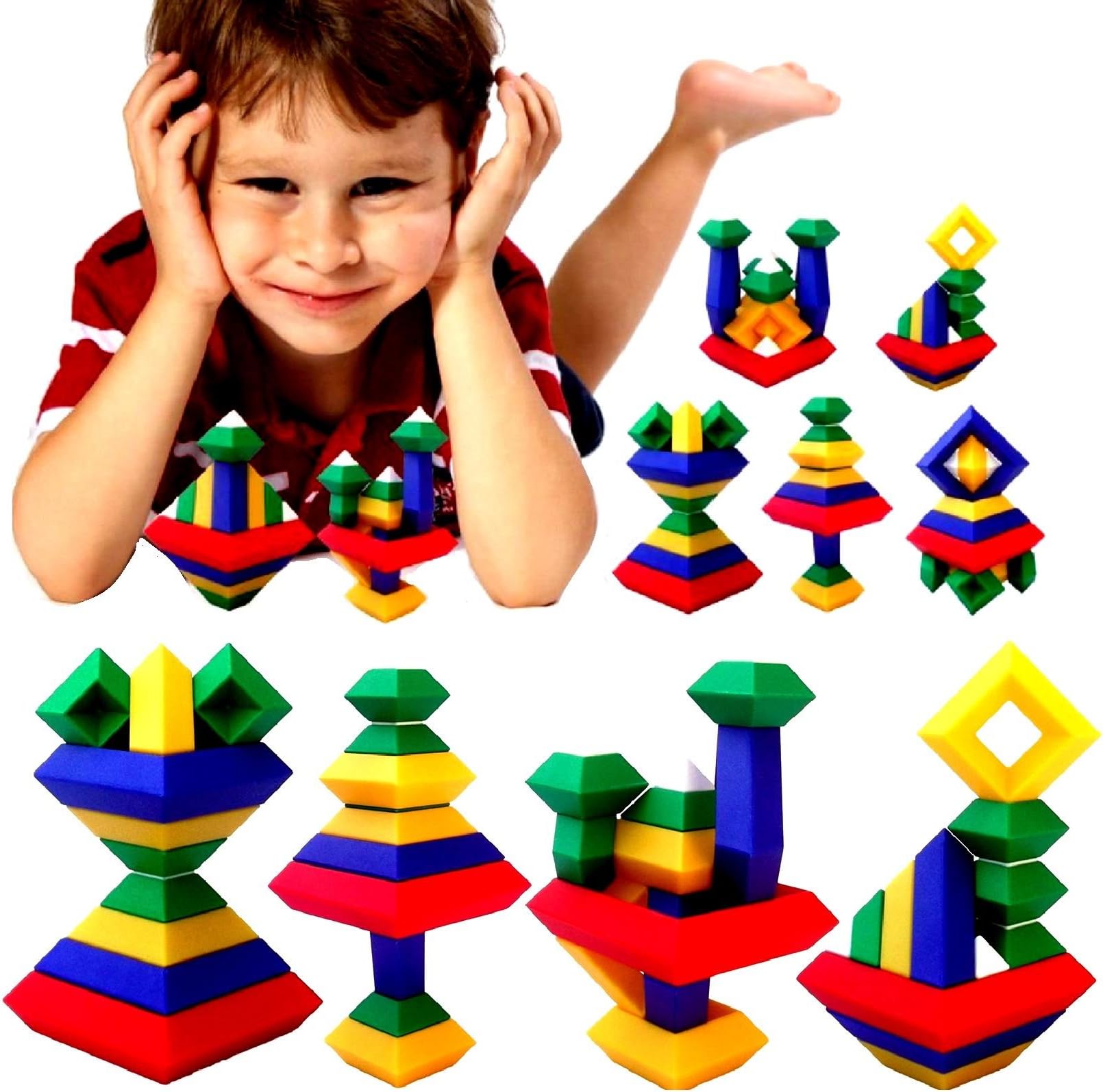 Instant Blox Colourful Building Construction Bricks Toy Shapes Educational Puzzle Blocks 15 Piece Creative Fun Adult Childrens Kids Xmas Gift