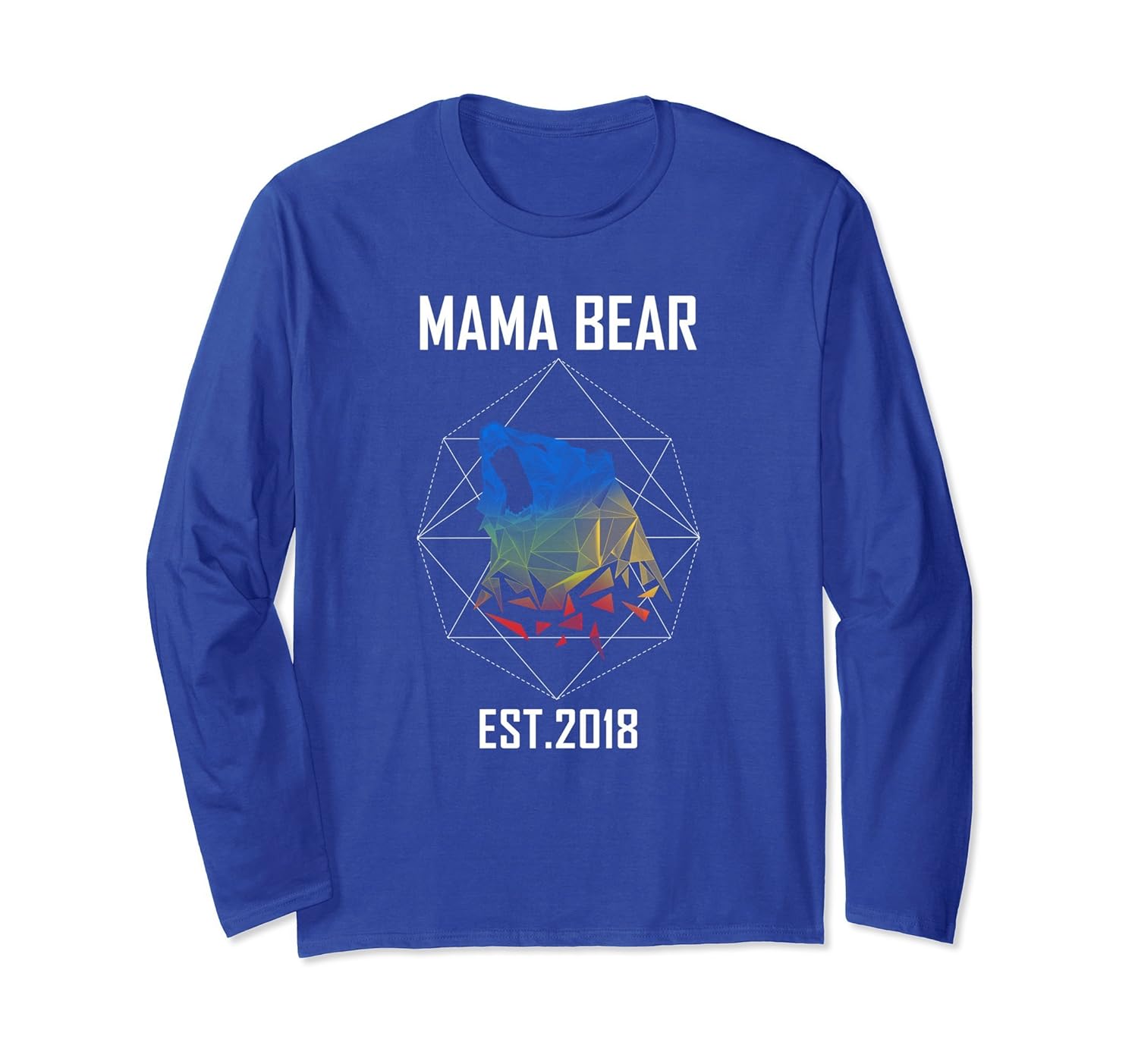 Geometric Long Sleeve Mama Bear Est. 2018 Mother's Day Gift-anz