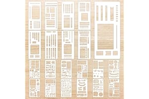 21pcs Planner Stencils Templates, Reusable Plastic Flexible Calendar Drafting Tools DIY Supplies Journal & Checklist Ruler Ac