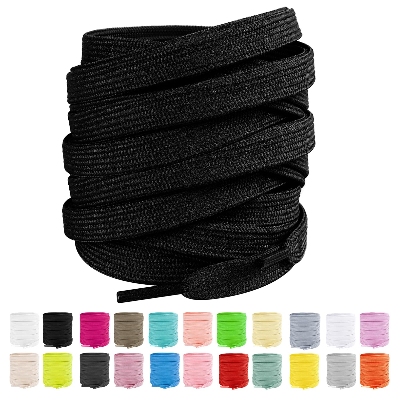 LUOFMISS 2 Pairs Flat Shoe Laces 5/16" Athletic