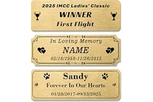 Personalized Engraved Name Plate, Brushed Solid Brass Frame Plaque with Adhesive Backing or Screws – Ideal for Trophies, Urns