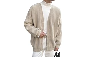 Floerns Men's Casual Long Sleeve Button Front V Neck Rib Knit Cardigan Sweaters