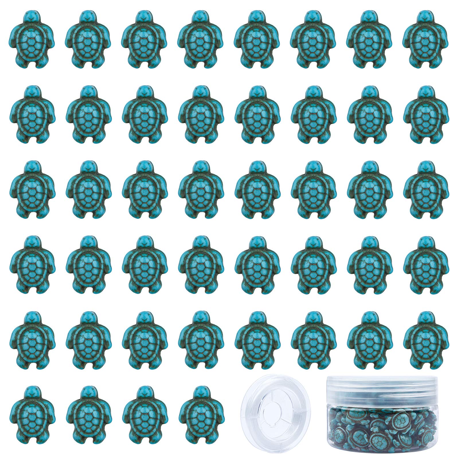 SUNNYCLUE 1 Box About 95Pcs Turtle Beads Charms Turquoise Bead Tortoise Sea Animal Spacer Beads Lucky Healing Energy Stone bead for Jewerlley Making Necklace Bracelet Earring Charms DIY Craft Gifts
