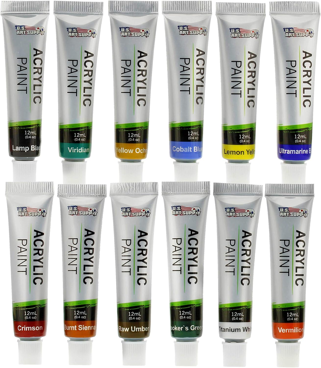 US Art Supply 33 Piece Custom Artist Acrylic Painting Set with Table Easel, Paint, Canvas and Accessories