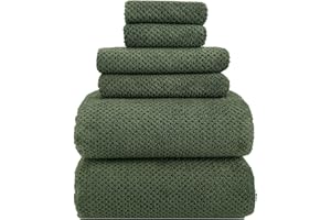 YTYC 39x78 Inch Oversized Bath Sheets Extra Large Bath Towels Set of 6 Super Soft Luxury Microfiber Shower Towels for Bathroom 80% Polyester(Olive Green,6 Piece)
