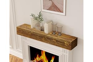 MEDERLO 48"×9"×6" Rustic Wood Fireplace Mantel | Wall-Mounted & Floating Shelf for Home Decor