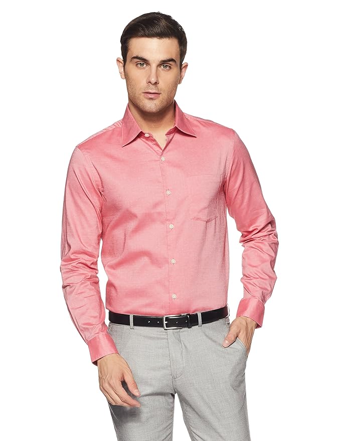 Buy Arrow Men's Formal Shirt (8907378501608_ASSF0026_48_Light Red) at