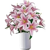 Artificial Purple Lilies Flowers,10Pcs Faux Lily Flower,20''Tiger Lily Branch with 2 Full Blooms, Faux Fake Lilies Plants for Wedding Bouquet Home Party Indoor Floral Arrangements (10, Purple)