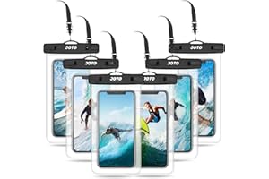 JOTO 6 Pack Universal Waterproof Phone Holder Pouch, IPX8 Underwater Case Cell Phone Dry Bag for iPhone 14 13 12 11 Pro Max Plus XS XR X 8 7, Galaxy S21 S20 S10 S9 Note Pixel Up to 7.0"-Clear