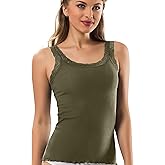 VAVONNE Lace Camisole Tank Tops for Women, Soft Stretch Ribbed Cotton Cami