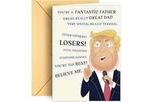 Hiappt Trump Fathers Day Card - Fantastic Father Great Dad, Fathers Day Card from Daughter and Son, Funny Fathers Day card, Fathers Day Gifts for Dad, Greeting Birthday Cards for Father