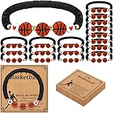 Ecation 20 Set Valentine Basketball Bracelets Gifts Sport Bracelets Team Gift Basketball Bead Bracelet with Inspirational Card for Sport Team Lovers Players Senior Night Gifts