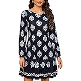 tinkfarbo Women's Winter Casual Pocket Design Dress Long Sleeves with Cuffs Backless with Bow Tie Black Print Medium