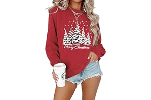 YHHR Womens Christmas Sweatshirt Christmas Tree Graphic Long Sleeve Shirts Xmas Holiday Pullover Tops Blouse