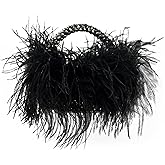 Miuco Real Natural Ostrich Feather Beaded Handbags For Women Handmade Evening Bags Clutch Purse