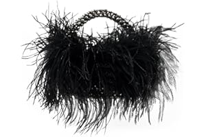 Miuco Real Natural Ostrich Feather Beaded Handbags For Women Handmade Evening Bags Clutch Purse