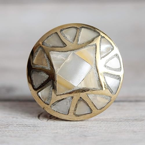 Amazon Com Mother Of Pearl Drawer Knob With Brass Base Pearl