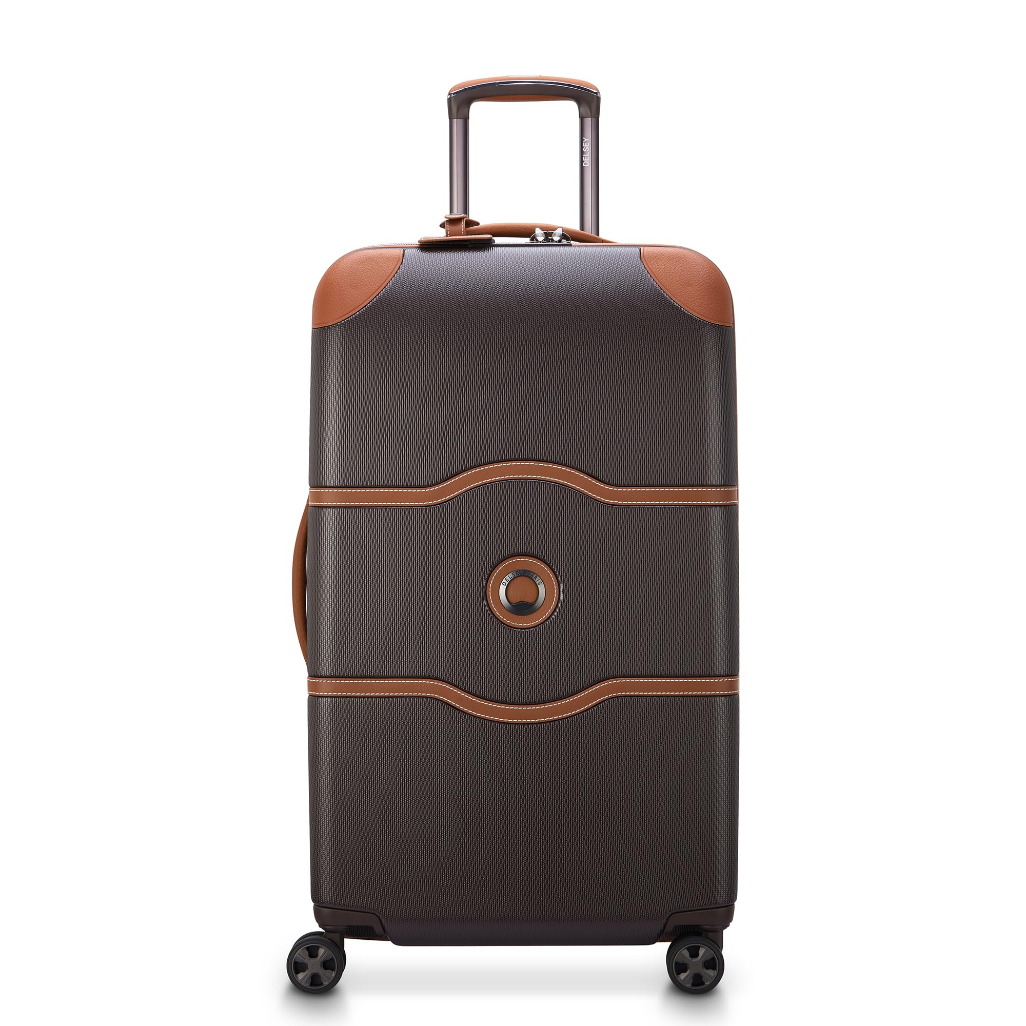 DELSEY PARIS Chatelet Air 2.0 Hardside Luggage Trunk with Spinner Wheels, Chocolate Brown, Checked-26 Inch Image