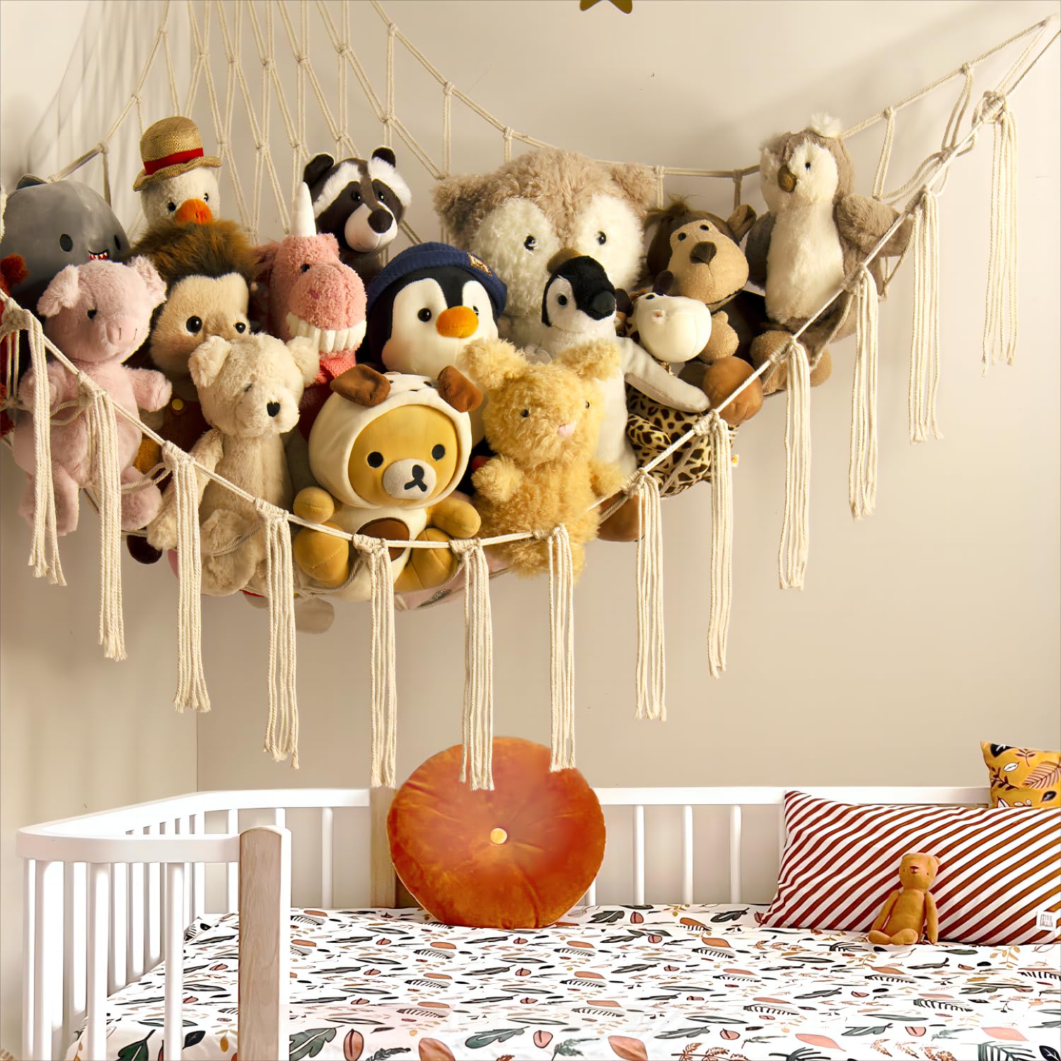 Stuffed Animal Storage Hammock Net - Toy Hammock Net for Stuffed Animals Corner - Hanging Stuff Animal Organizer Holder Large Size Baby Nursery Room Decor