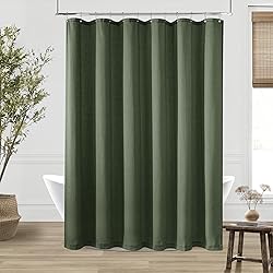 90 Inch Shower Curtain Olive Green Linen Extra Long