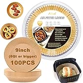Ailun Air Fryer Paper Liners 9inch, 100PCS Non-Stick Parchment Paper,Oil Resistant,Disposable Food Grade Free of Bleach Paper Round for 5-10 QT Air Fryer Baking Roasting Microwave