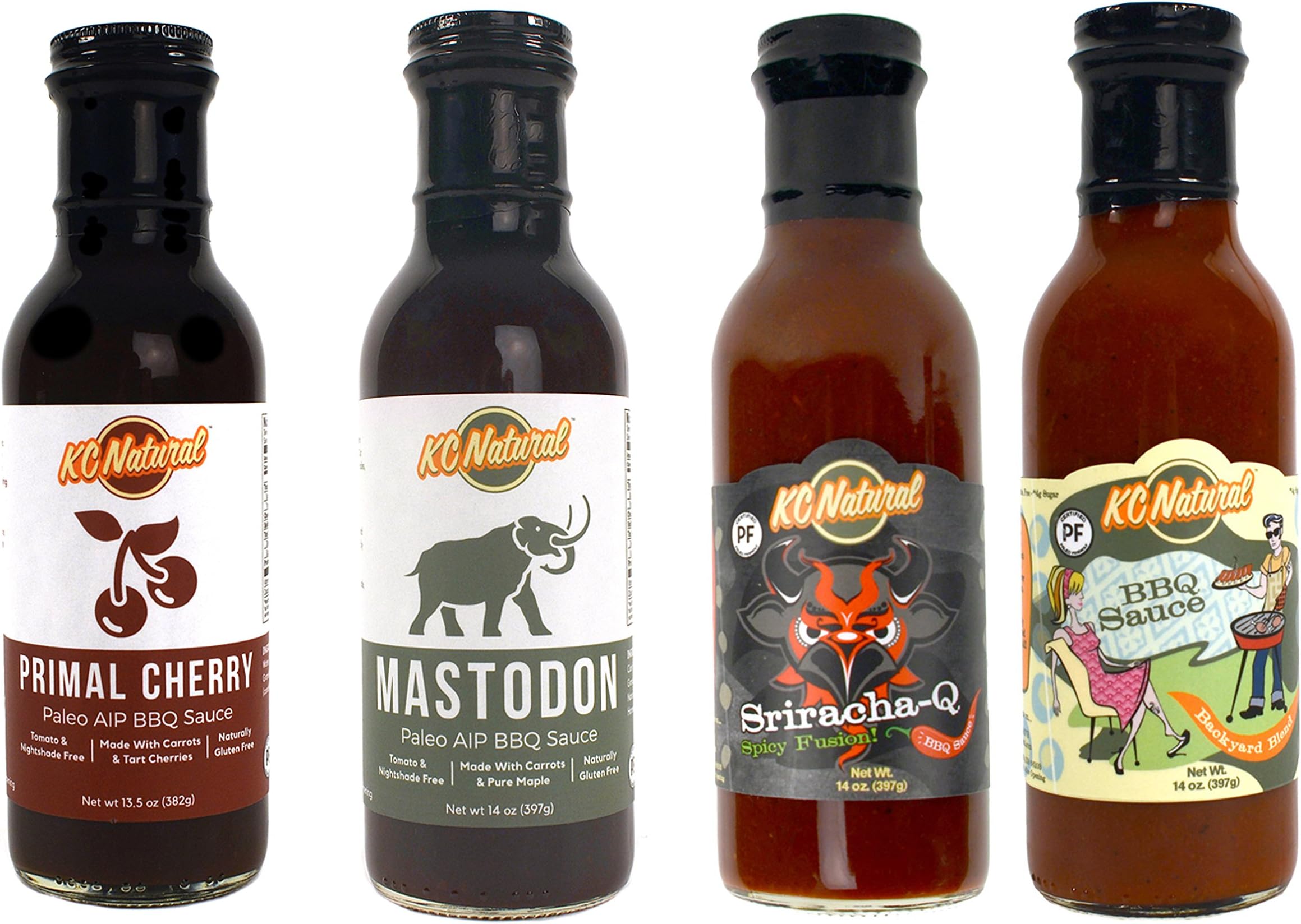 Certified Paleo BBQ Sauce Sampler Pack, Four Flavors, 14 oz each