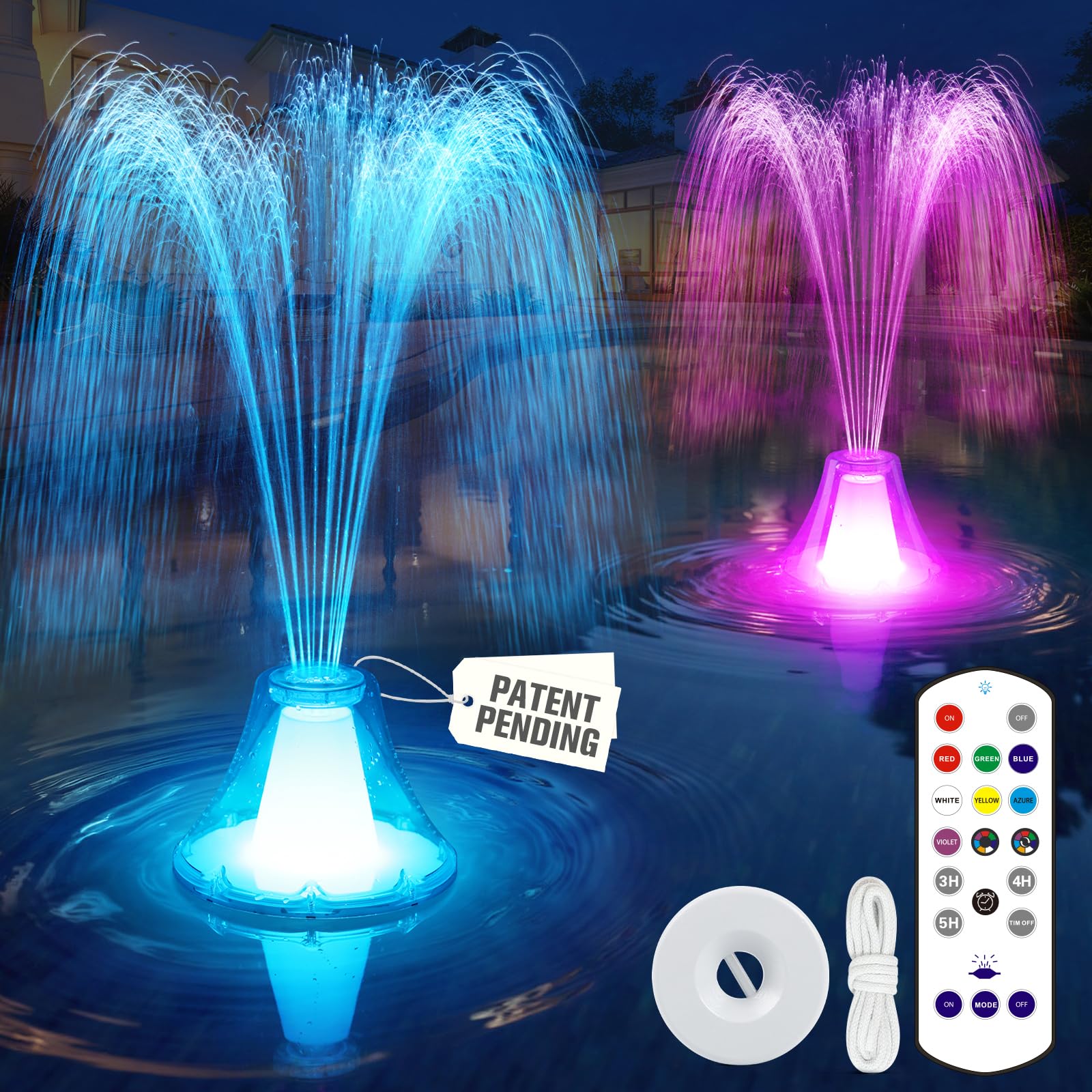 Photo 1 of 2026 Pool Fountain with Remote,Rechargeable Floating Pool Fountains with 10 Light Show,Pool Water Fountain Pump with Anchor,3 Spray Modes Swimming Pool Fountains for Inground Above Ground Pool