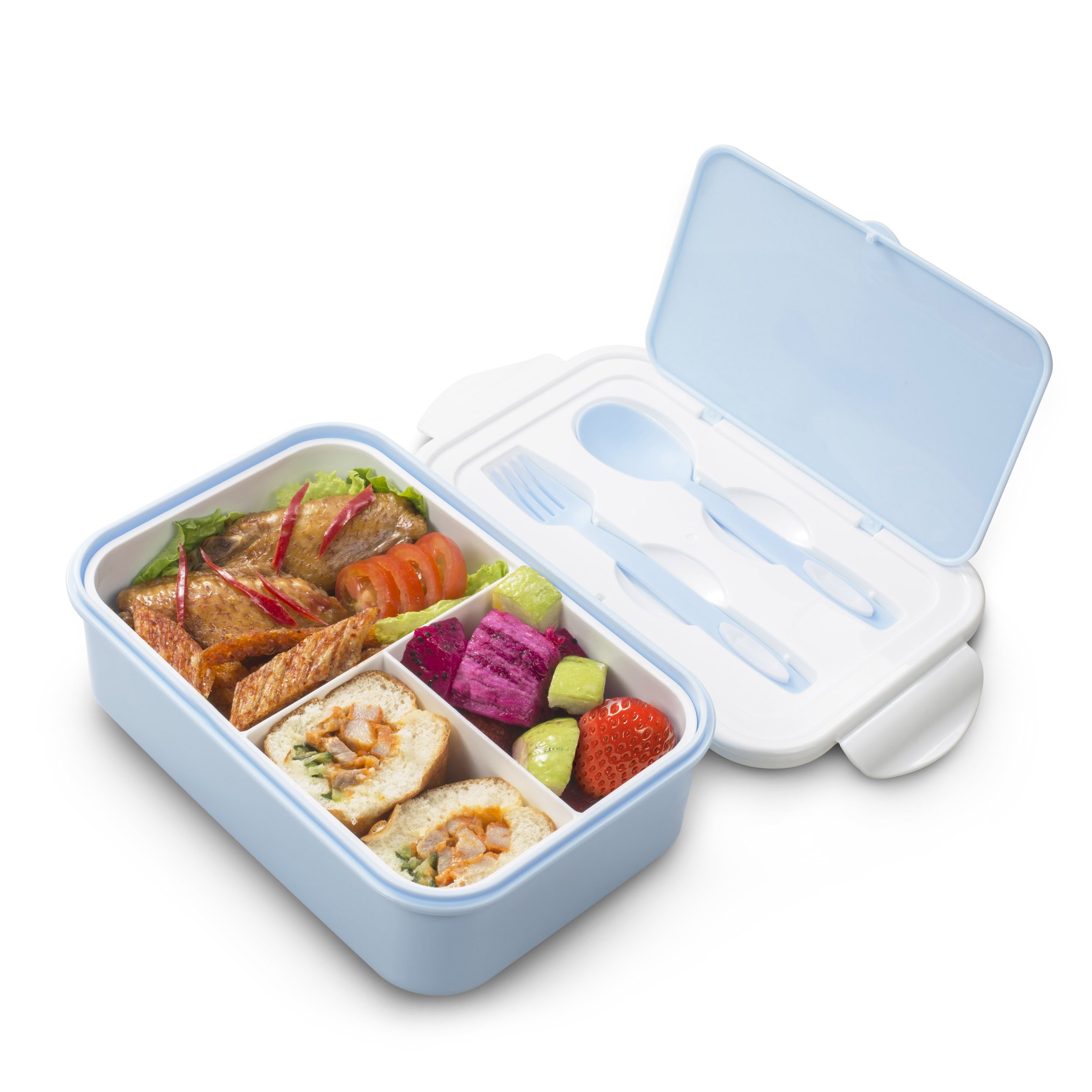 Lunch Box for Kids & Adults, Bento box with Spoon & Fork,Reusable 3