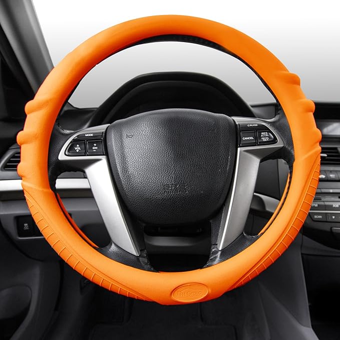 FH Group FH3003ORANGE Orange Steering Wheel Cover (Silicone W. Grip