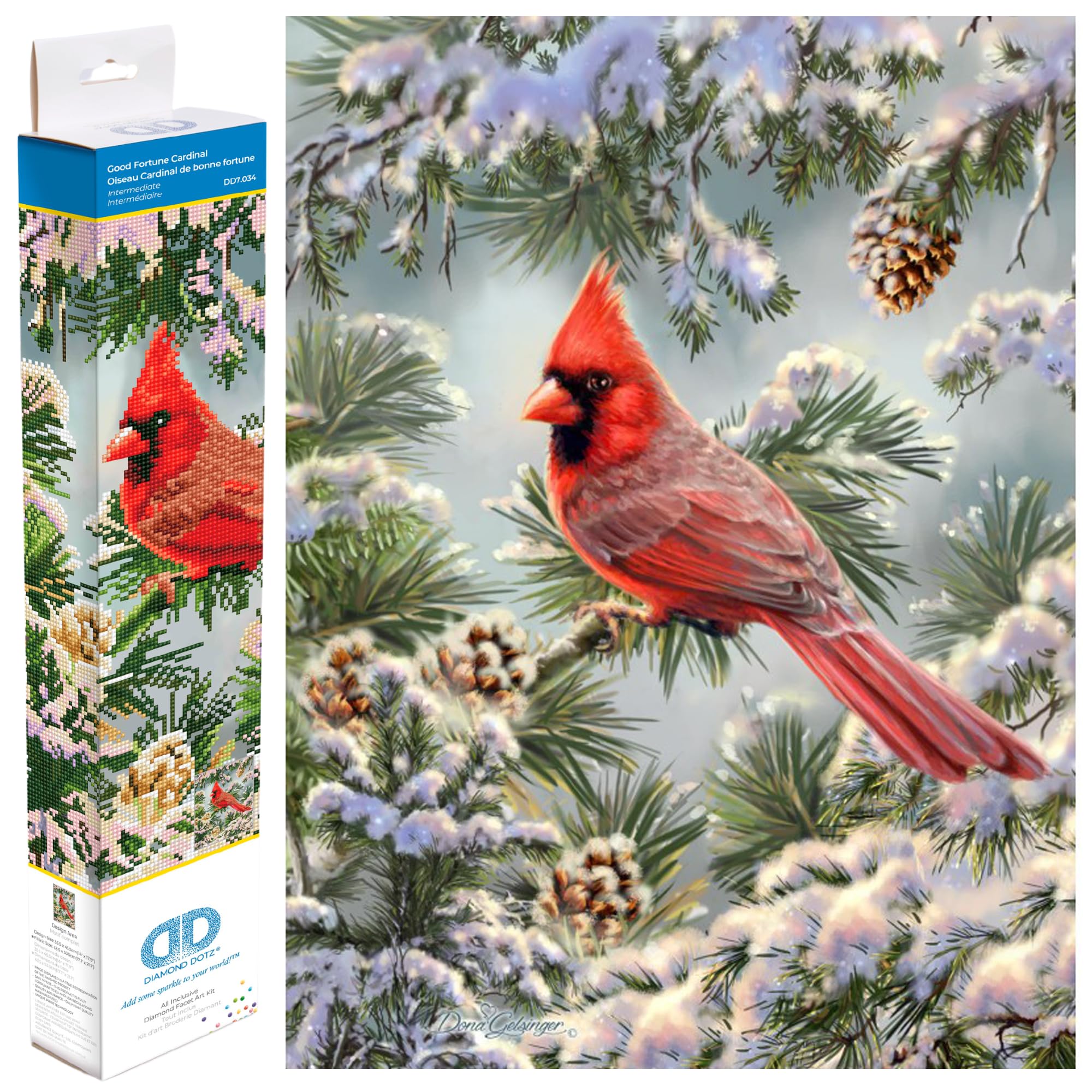Diamond Dotz Painting Kit: Good Fortune Cardinal, Assorted, 35.5 x 45.5 cm