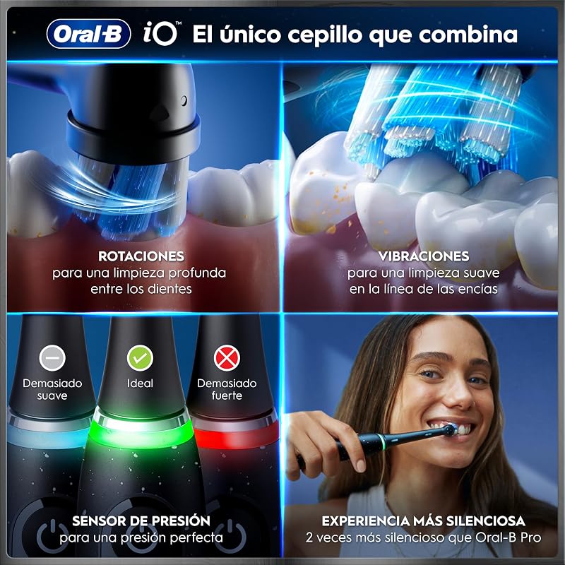 Escova de dentes elétrica oral-b io 10 preta, 3 cabeças de escova, 1 estojo para carregador de viagem, projetado por braun, projetado por braun