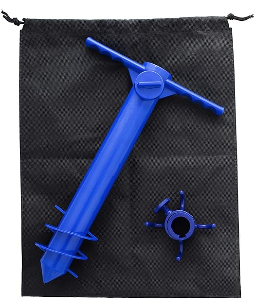 Ancre Extraordinaire Parasol Tient Sol Dans Le Sable Plage Vis Tarière Excavateur Pointe 3 étages Piquet Sable Toute épreuve Avec Poignées Crochet