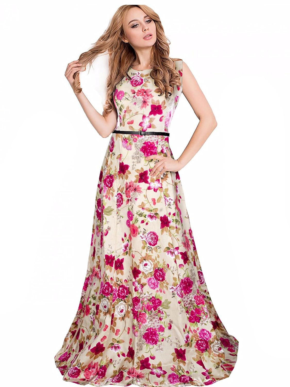 pink color long frocks