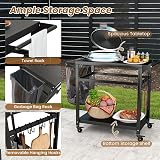 TANGZON Outdoor Grill Cart with 4 Lockable Wheels 108x50x88cm view 2