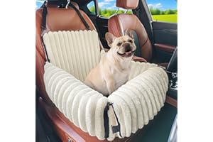 MIXJOY 6-in-1 Dog Car Seat for Small/Medium Dogs up to 25 lbs, Multi-Functional Dog Carrier for Car with Detachable Washable Cover, Pet Travel Bed with Clip-On Safety Leash, Beige