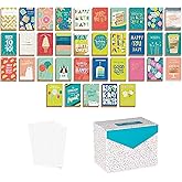 American Greetings 35-Count Birthday Card Assortment with Envelopes, Seals, and Storage Box (Confetti)