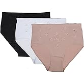 RUFINA #3345 - Pack of 3 - Women's Plus Size Full Brief Panties Underwear Silky Soft Comfort Pattern Breathable