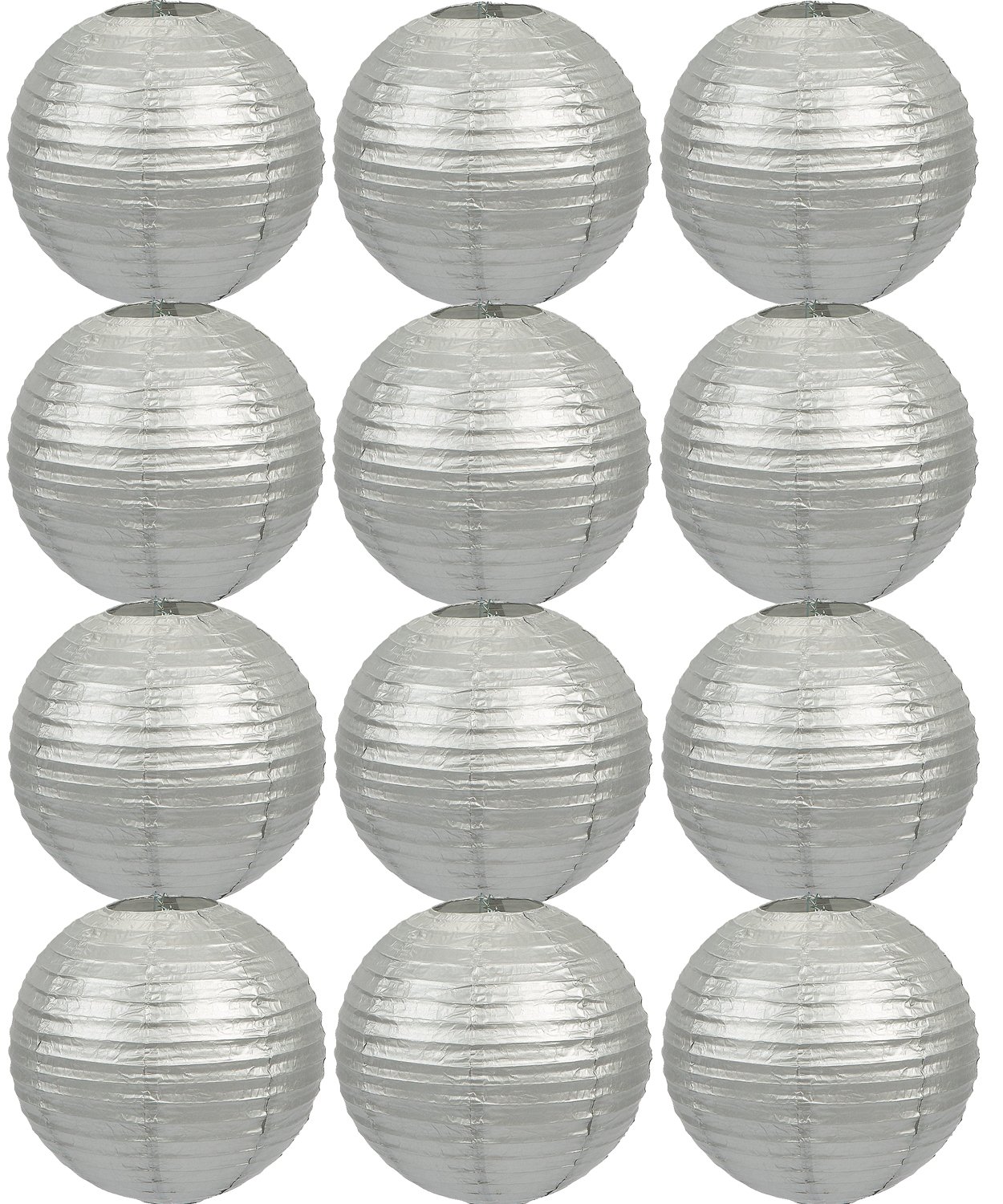 Tmade 12 PCS 8" Silver Paper Lanterns for Birthday Wedding Party Garden Home Decoration