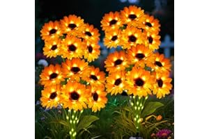 ANGMLN Solar Garden Lights Outdoor, 4 Pack Sunflower Lights with 24 Sunflower, Waterproof 60 Led Garden Fall Decor, Gifts for Mom Grandma, Decorative Solar Flowers for Pathway Patio Yard Flowerbed Decoration