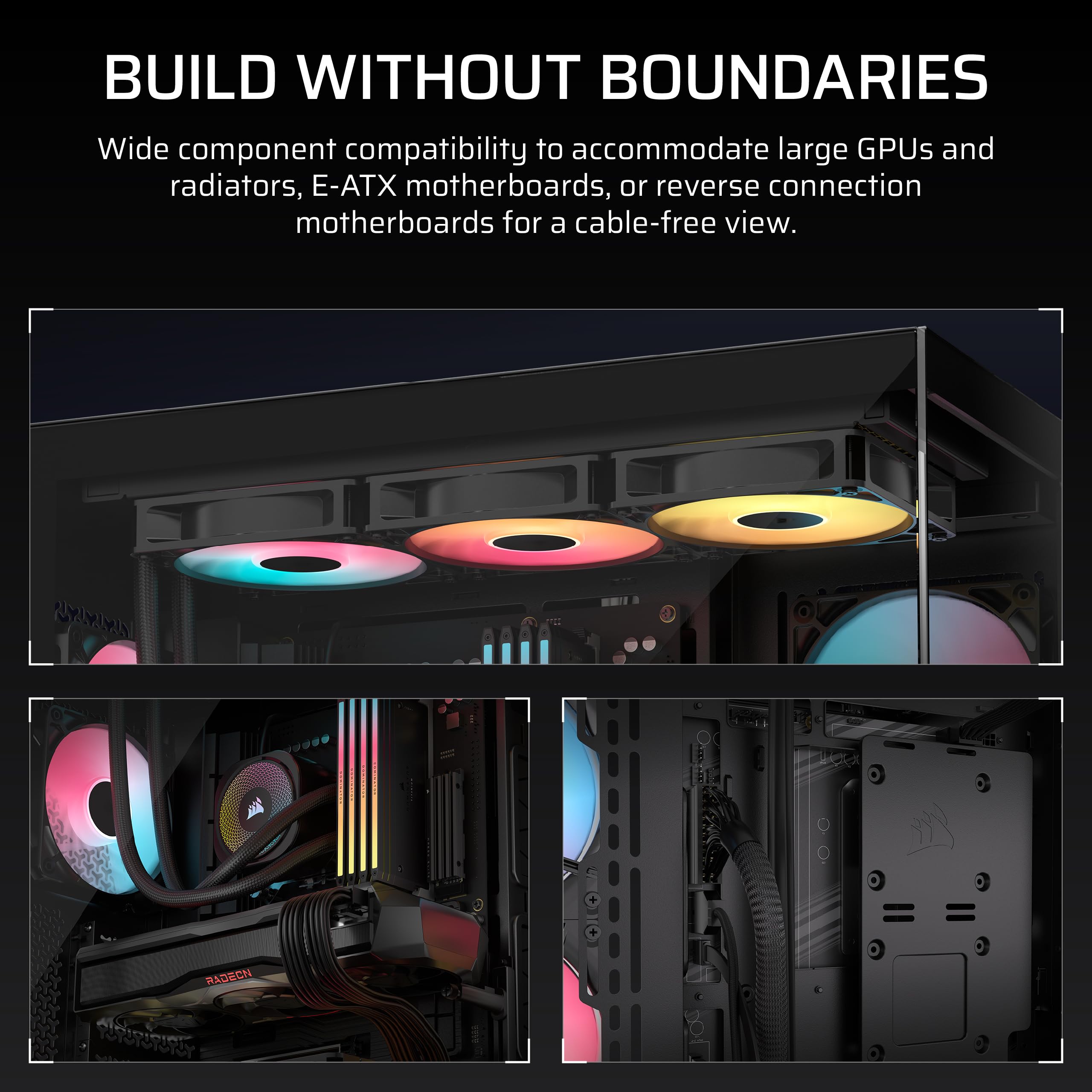 CORSAIR 3500X RS-R ARGB Panoramaglas Mid-Tower-PC-Gehäuse – 3 x RS120-R ARGB-Lüfter Inklusive, Platz für bis zu 10 x 120-mm-Lüfter, Kompatibel mit Motherboards mit Rückseitigem Anschluss – Schwarz 4